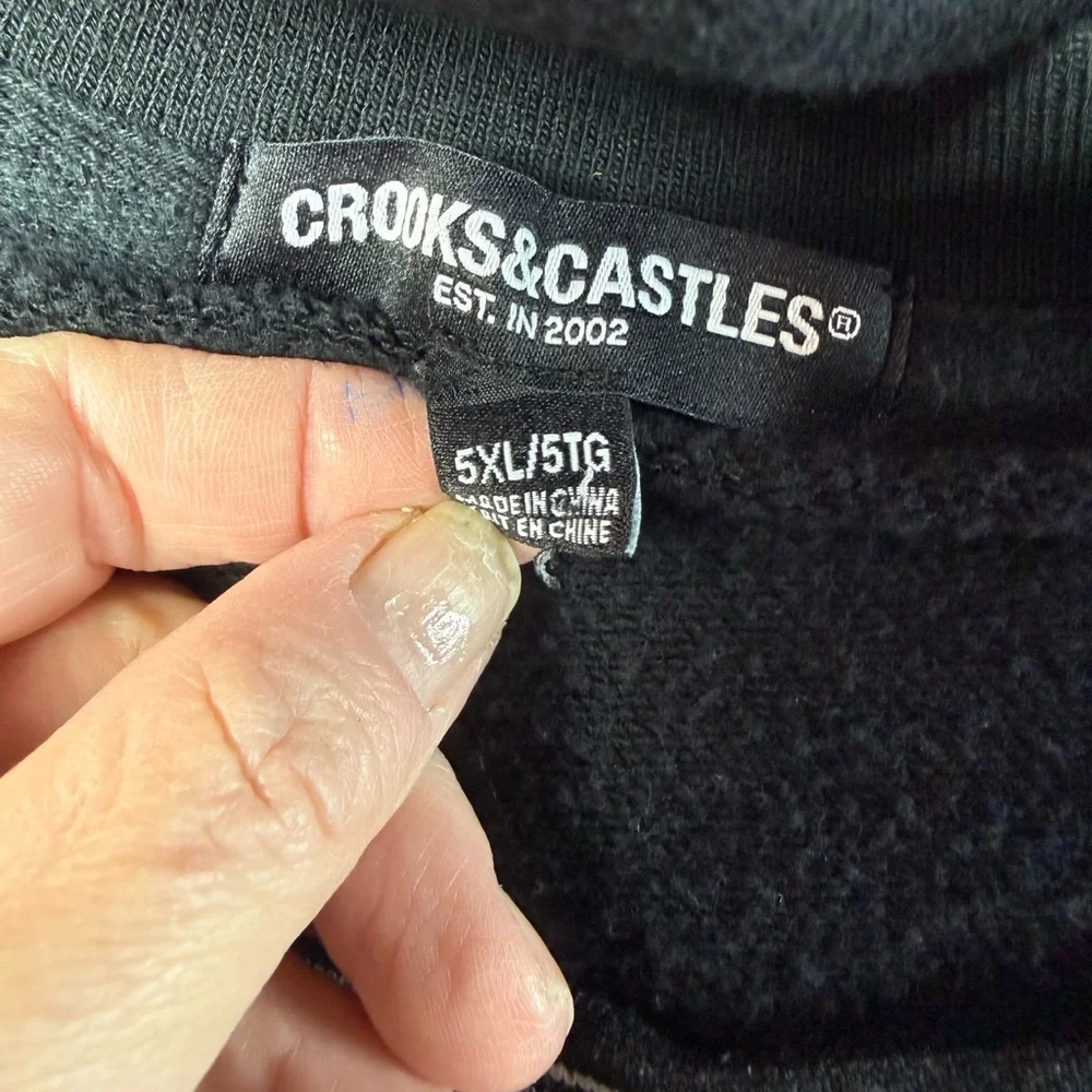 Crooks & Castles Black and Gray Crewneck Sweater Size 5XL